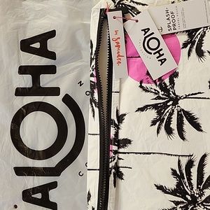 Aloha collection mid size pouch sun palm super pink/white